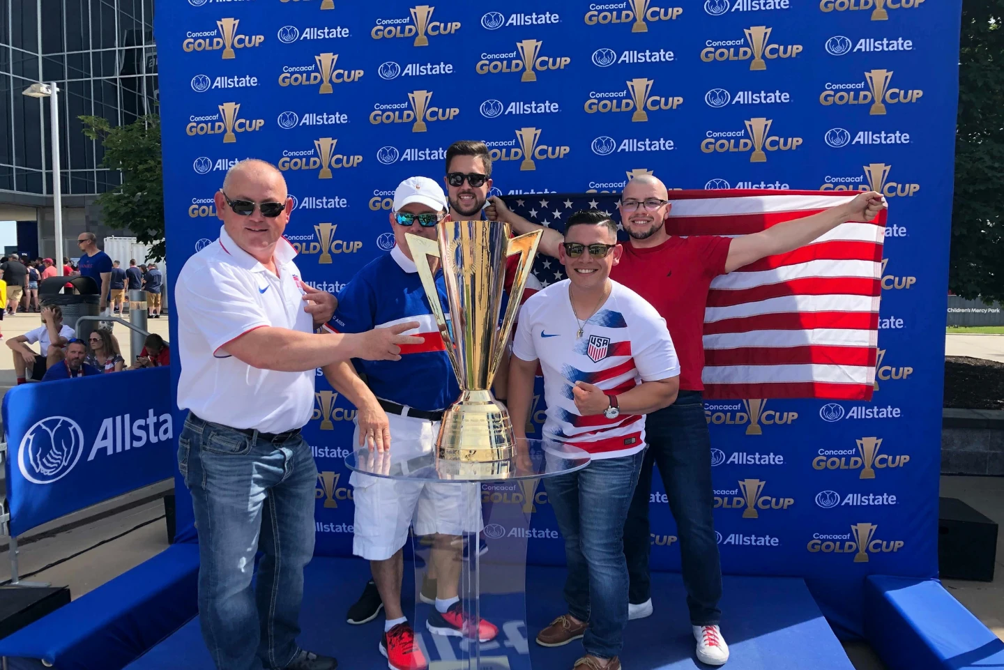 Fans with the Concacaf Gold Cup With Allstate Trophy